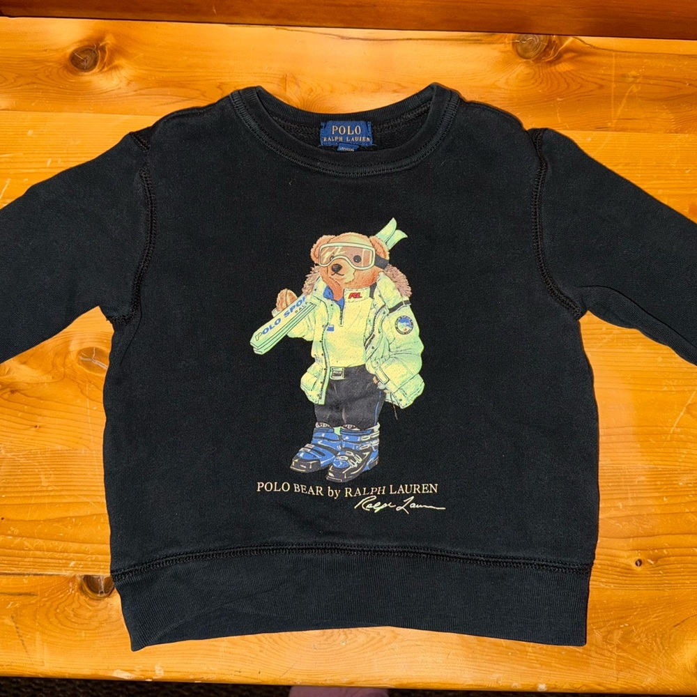 Polo by Ralph Lauren Toddler Bear Graphic Crewneck Sweatshirt in Black